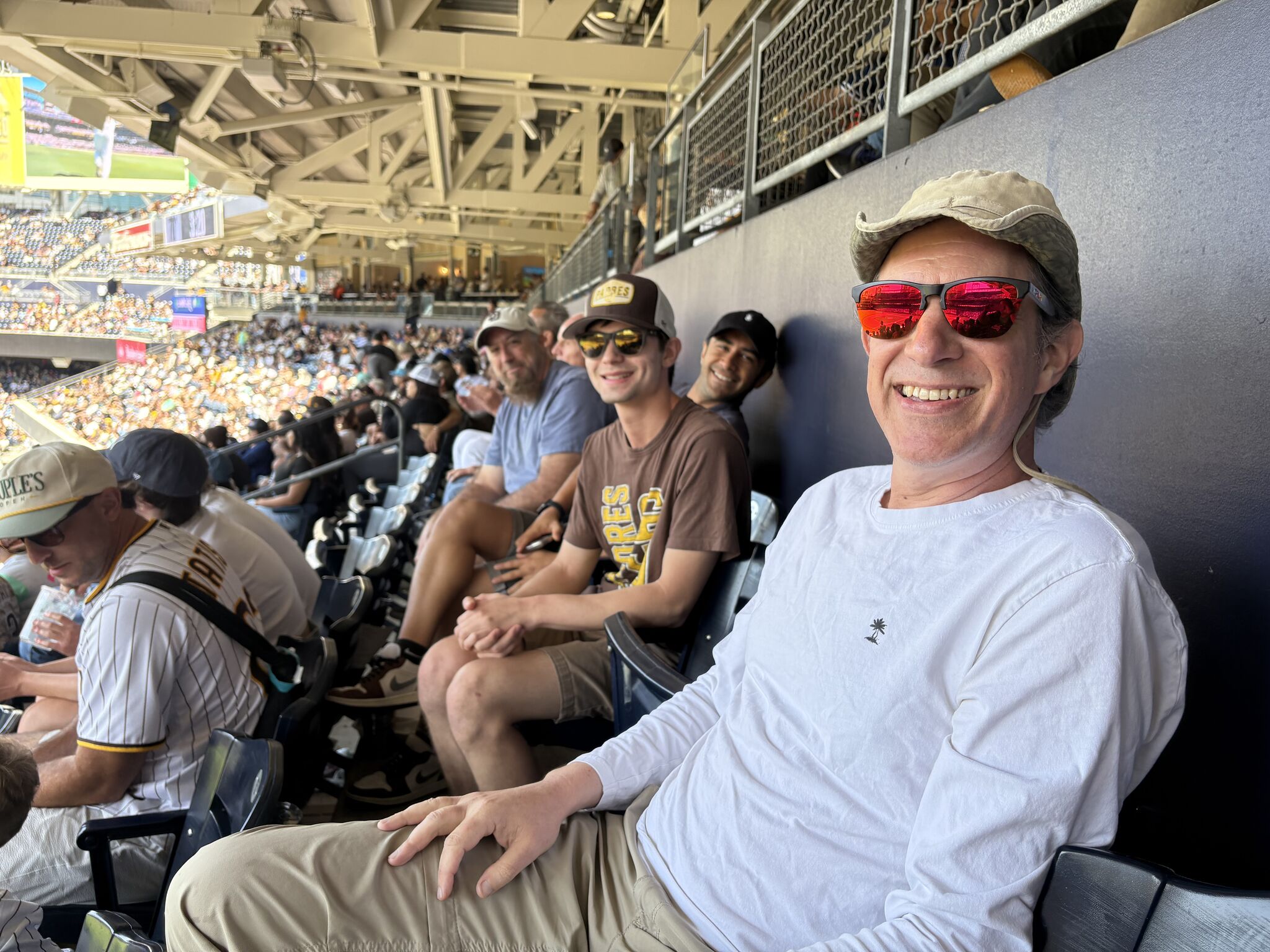 Team enjoying a baseball game