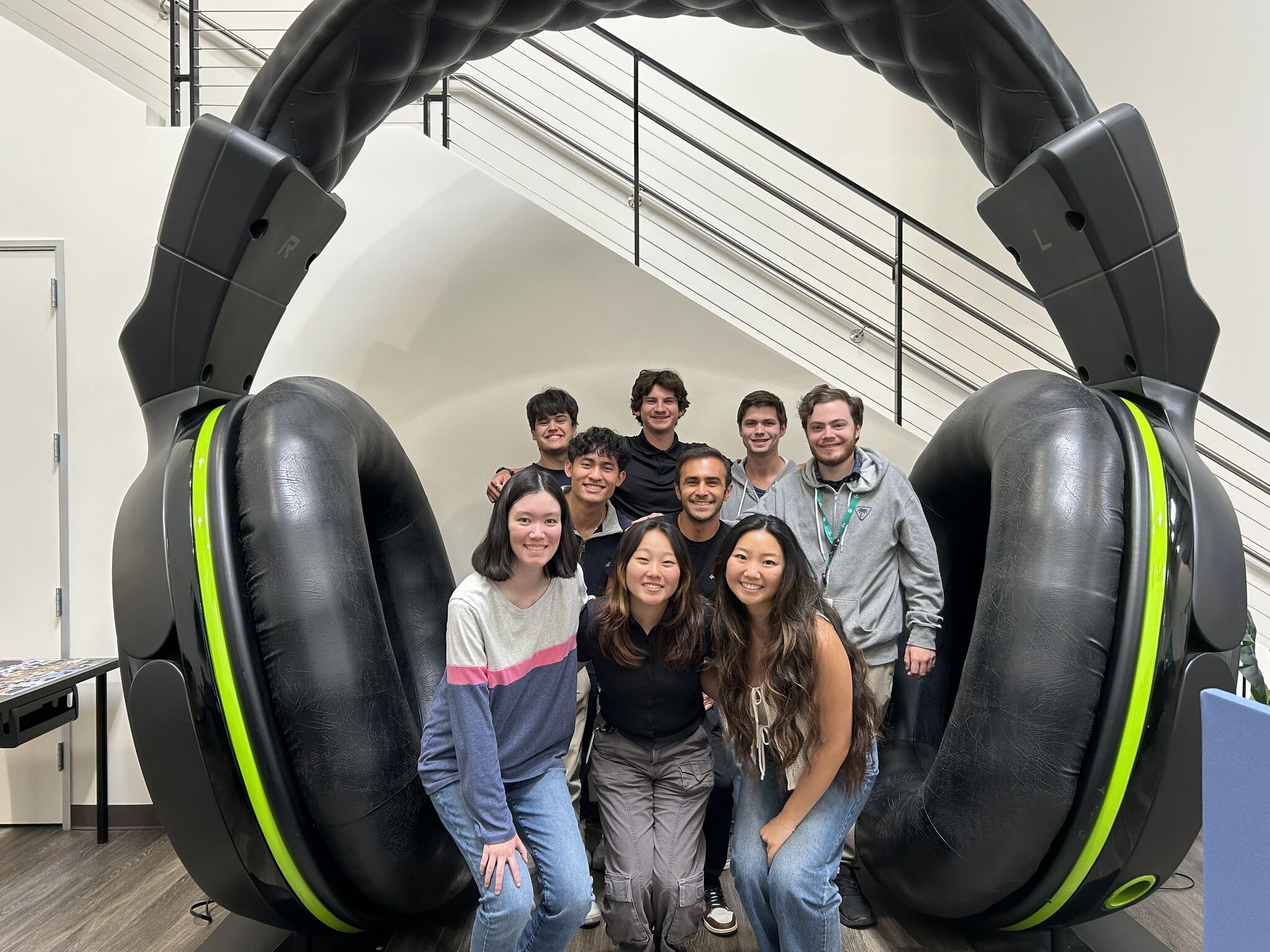 Team collaboration in modern office space