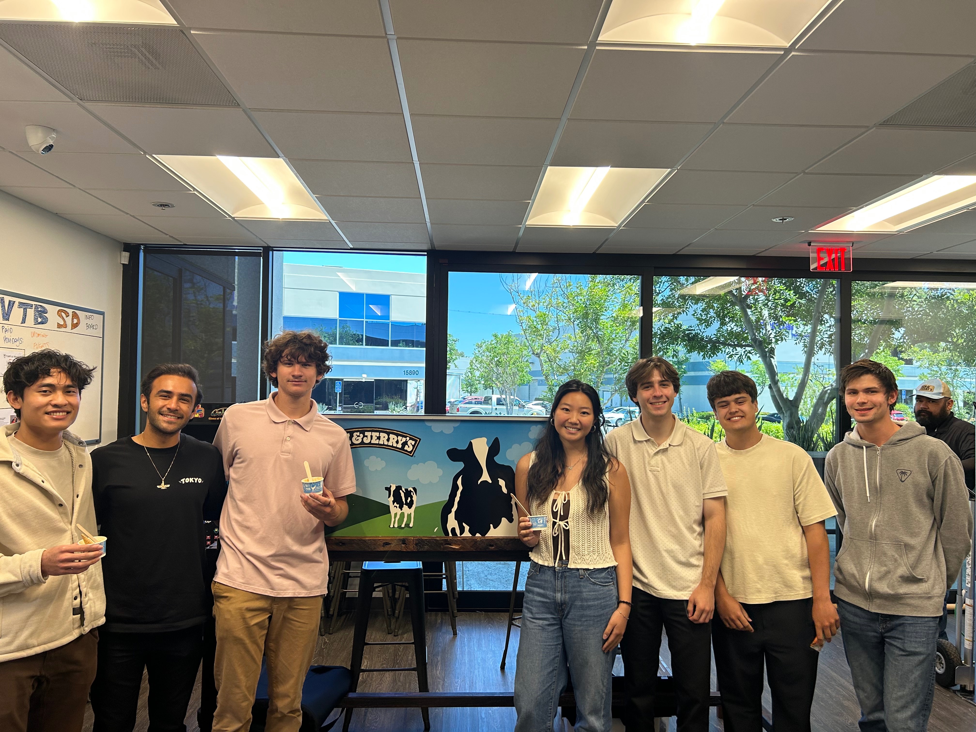 Team celebrating with ice cream